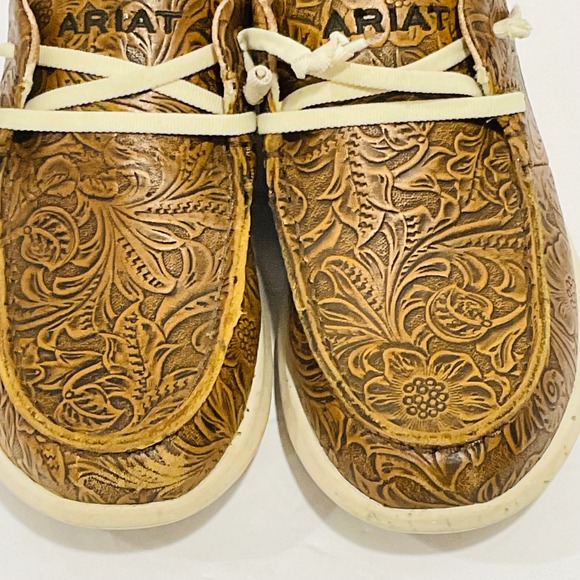 ARIAT 10042508 women's sz 6.5 floral embossed leather HILO casual shoes moc toe - Picture 7 of 10